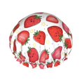 thumbnail image 1 of KLL Hand Drawn Strawberry Pattern Shower Cap & Bath Cap for Women,Reversible Oversized Waterproof Shower Caps for all Hair Lengths,Elastic Reusable Bathing Hair Cap, 1 of 6