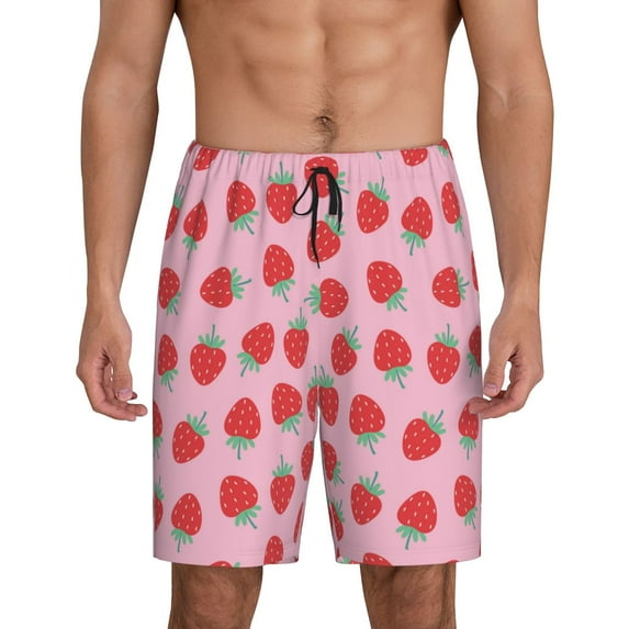 KLL Hand Drawn Strawberry for Men's 1-Pack Shorts,Sleep Pajama Shorts for Men Soft Pj Shorts Men's Pajama Bottoms Sleepwear -4X-Large