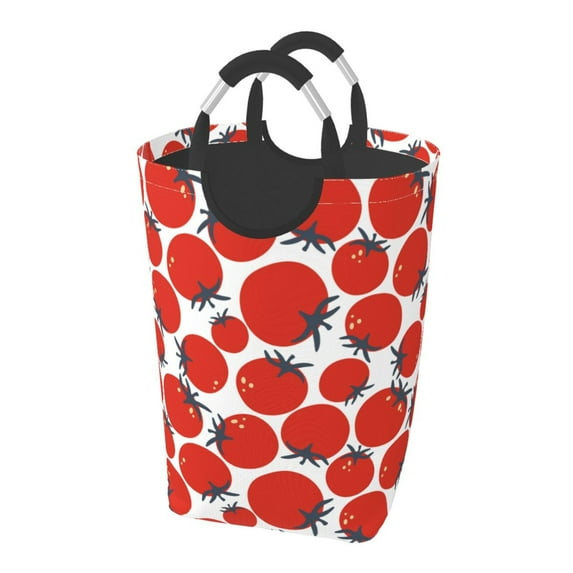 KLL Hand Drawn Tomatoes Laundry Hamper,Large Canvas Fabric Lightweight Storage Basket Toy Organizer Dirty Clothes Collapsible Waterproof