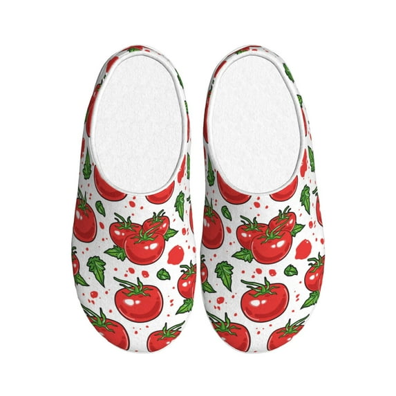 KLL Hand Drawn Tomatoes Pattern Adult Unisex Cozy Slippers,Fuzzy Slip-on Slippers TPR Sole Slippers Comfort Plush Home Footwear for Indoor & Outdoor-39/40