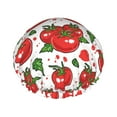 thumbnail image 1 of KLL Hand Drawn Tomatoes Pattern Shower Cap & Bath Cap for Women,Reversible Oversized Waterproof Shower Caps for all Hair Lengths,Elastic Reusable Bathing Hair Cap, 1 of 6