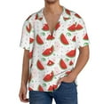 thumbnail image 1 of KLL Hand Drawn Watermelon Print Men's Shirt Short Sleeve Button Down Summer Cuba Beach Shirts- X-Large, 1 of 5
