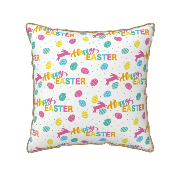 KLL Happy Easter Decorative Throw Pillow Covers Velvet Soft for Couch Sofa Bedroom Living Room Outdoor (No pillow core)- 16"x16"