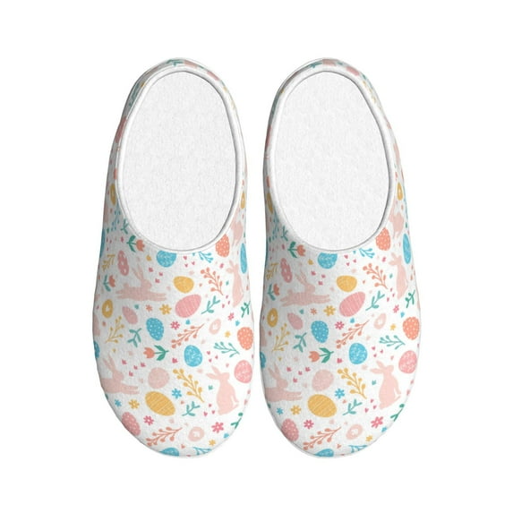 KLL Happy Easter Pattern Adult Unisex Cozy Slippers,Fuzzy Slip-on Slippers TPR Sole Slippers Comfort Plush Home Footwear for Indoor & Outdoor-11