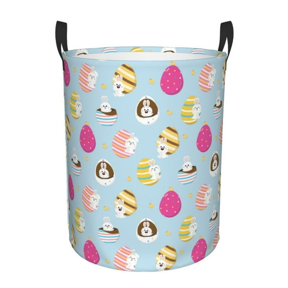 KLL Happy Easter Waterproof Foldable Laundry Hamper Bucket with Handles for Storage Bin,Kids Room,Home Organizer (Small )