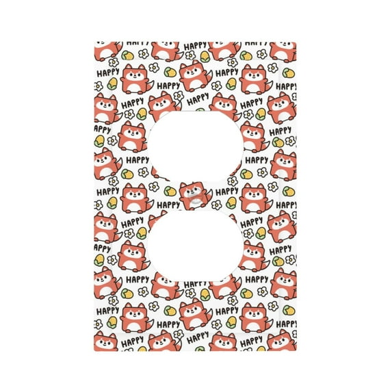 KLL Happy Foxy Faces Pattern Electrical Outlet Covers, 3" x 5" 1 Pack Electric Receptacle Plug Covers for Decorator Receptacle Outlet & Switch-Style S
