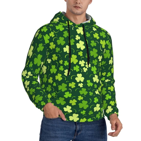 KLL Happy St. Patrick's day Print Mens Hoodie Long Sleeve Casual Pullover Hooded Sweatshirt Fashion Drawstring Hoodies with Pocket-Small