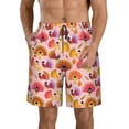 thumbnail image 1 of KLL Happy Thanksgiving Turkey Men's Casual Summer Beach Shorts Hawaiian Shorts with Pockets-Medium, 1 of 5