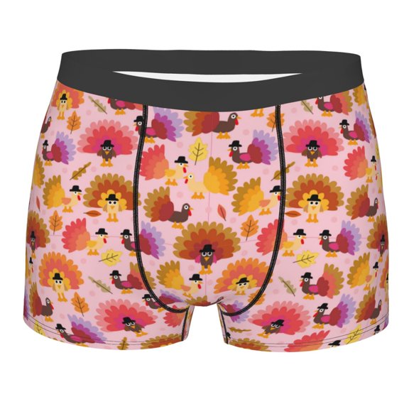 KLL Happy Thanksgiving Turkey Men's Cotton Boxer Briefs Underwear-X-Large