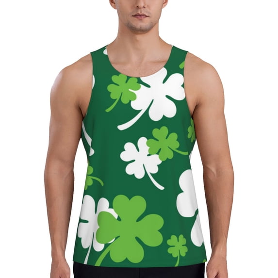 KLL Happy saint Patricks day Print Men's Muscle Gym Workout Stringer Tank Tops Bodybuilding Fitness T-Shirts Tank Tops Men-3X-Large
