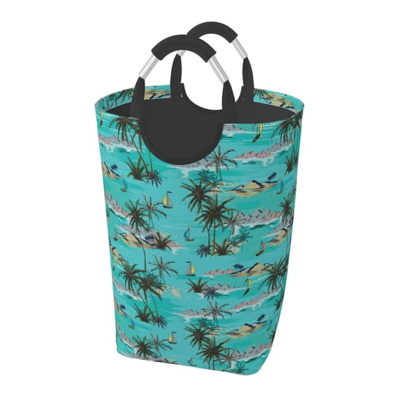 KLL Hawaii Palms Laundry Hamper,Large Canvas Fabric Lightweight Storage Basket Toy Organizer Dirty Clothes Collapsible Waterproof