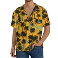 thumbnail image 1 of KLL Hawaii Palms Print Men's Shirt Short Sleeve Button Down Summer Cuba Beach Shirts- Large, 1 of 5