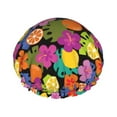 thumbnail image 1 of KLL Hawaiian Style Pattern Shower Cap & Bath Cap for Women,Reversible Oversized Waterproof Shower Caps for all Hair Lengths,Elastic Reusable Bathing Hair Cap, 1 of 6