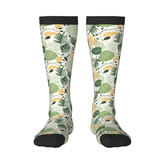 KLL Hawaiian Style Print Cool Socks Men's Women's Crew Socks Funny Crazy Novelty Stockings
