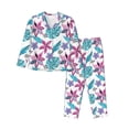 thumbnail image 1 of KLL Hawaiian Style Print Women's Long Sleeve Pajamas with Pants Sleepwear Loungewear 2 Set-X-Large, 1 of 7