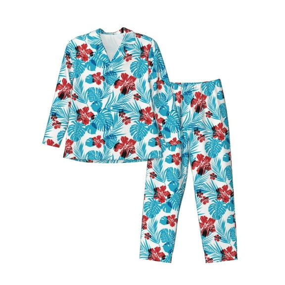 KLL Hawaiian Style Sleepwear Mens Flannel Pajamas,Long Cotton Pj Set