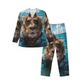 thumbnail image 1 of KLL Hawaiian Swimming Lion Sleepwear Mens Flannel Pajamas,Long Cotton Pj Set, 1 of 7