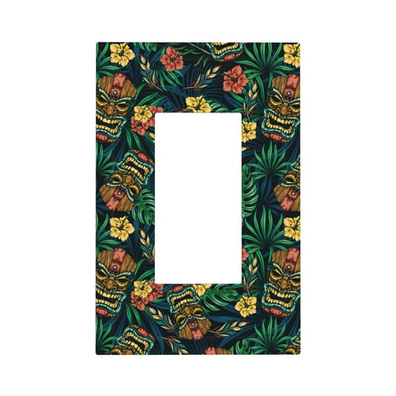KLL Hawaiian Tribal Mask Pattern Electrical Outlet Covers, 3" x 5" 1 Pack Electric Receptacle Plug Covers for Decorator Receptacle Outlet & Switch-Style U