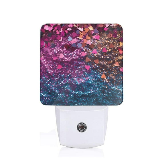 KLL Heart Confetti on Glitter for Night Lights,Auto Sensor Night Lamp Plug in Night Light with Dusk-to-Dawn Light Sensor LED Nightlightfor Adults & Kids Room/Bedroom/Hallway