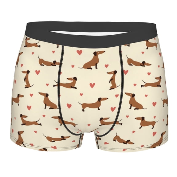 KLL Heart Dachshund Men's Cotton Boxer Briefs Underwear-Medium