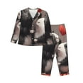 thumbnail image 1 of KLL Heart Guinea Pig Couple Print Women's Long Sleeve Pajamas with Pants Sleepwear Loungewear 2 Set-Small, 1 of 7