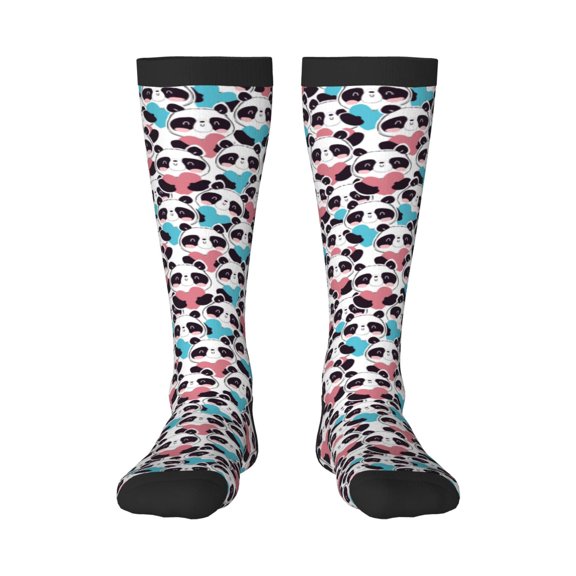 KLL Heart Panda Print Cool Socks Men's Women's Crew Socks Funny Crazy Novelty Stockings