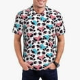 thumbnail image 1 of KLL Heart Panda Print Men's Short Sleeve Golf Polo,Three-Button Polo Shirts Summer Fashion Golf Shirt-3X-Large, 1 of 6