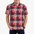 thumbnail image 1 of KLL Heart Plaid Print Men's Short Sleeve Golf Polo,Three-Button Polo Shirts Summer Fashion Golf Shirt-4X-Large, 1 of 6