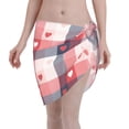 thumbnail image 1 of KLL Heart Plaid Print Women's Sarong Coverups Short Bathing Suit Wrap Skirt Beach Wrap Swimsuit Cover Ups, 1 of 6