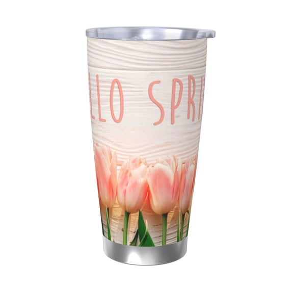 KLL Hello Spring Print 40oz Stainless Steel Insulated Car Cup with Spillproof Lid - Keep Your Drink Hot or Cold on the Go-Without Straw