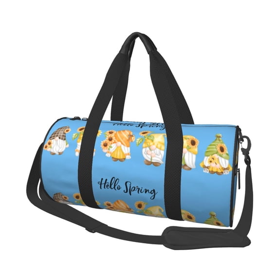 KLL Hello Spring Sunflower Gnomes Duffle Bag For Men Women Sport Gym Fitness Tote Travel Training Workout Basketball Football Weekender