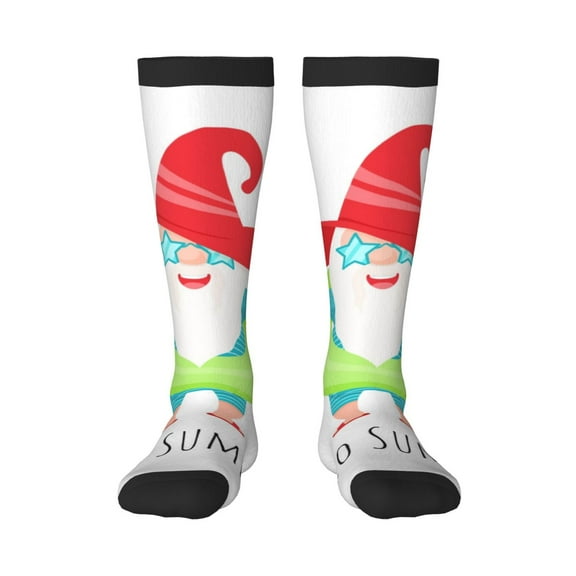 KLL Hello Summer Gnome 2 Print Cool Socks Men's Women's Crew Socks Funny Crazy Novelty Stockings