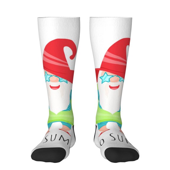 KLL Hello Summer Gnome 2 Print Cool Socks Men's Women's Crew Socks Funny Crazy Novelty Stockings