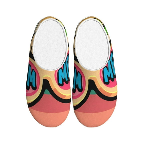 KLL Hello Summer Pattern Adult Unisex Cozy Slippers,Fuzzy Slip-on Slippers TPR Sole Slippers Comfort Plush Home Footwear for Indoor & Outdoor-39/40
