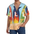 thumbnail image 1 of KLL Hello Summer3 Print Men's Shirt Short Sleeve Button Down Summer Cuba Beach Shirts- XX-Large, 1 of 5