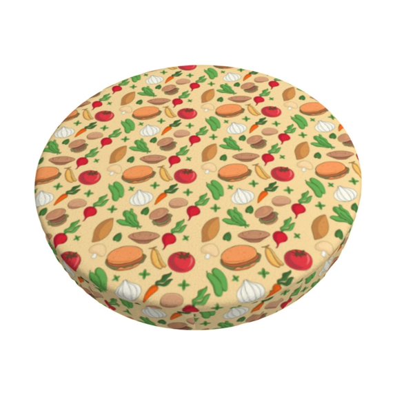 KLL Herb Of Burger Round Bar Chair Cushion Cover 14 inch ,Bar Stool Protector with Elastic, Soft Washable