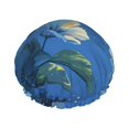 thumbnail image 1 of KLL Hibiscus Flowers Calm Water Pattern Shower Cap & Bath Cap for Women,Reversible Oversized Waterproof Shower Caps for all Hair Lengths,Elastic Reusable Bathing Hair Cap, 1 of 6