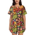 thumbnail image 1 of KLL Hippie Peace Love Print Pajama Set for Women Short Sleeve Sleepwear Pjs Soft 2 Piece Lounge Sleepwear Sets-XX-Large, 1 of 6
