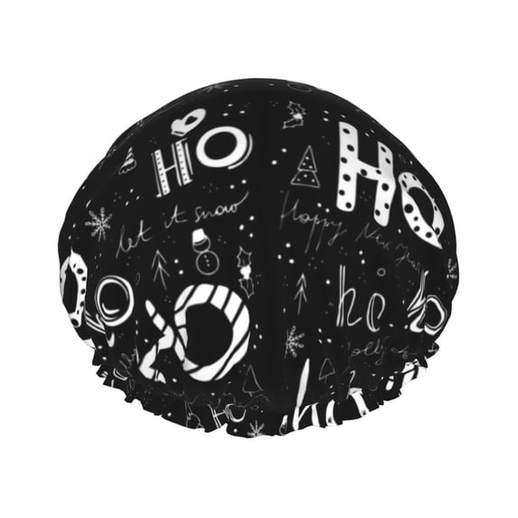 KLL Ho-Ho-Ho 2 Pattern Shower Cap & Bath Cap for Women,Reversible Oversized Waterproof Shower Caps for all Hair Lengths,Elastic Reusable Bathing Hair Cap
