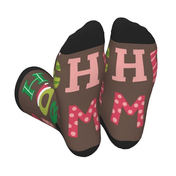 KLL Ho Ho Ho Merry Christmas Print Cool Socks Men's Women's Crew Socks Funny Crazy Novelty Stockings