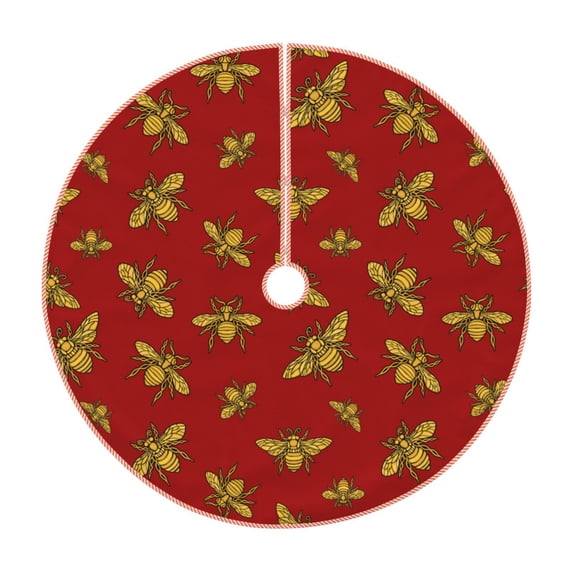 KLL Hohey Bee Golden Christmas Tree Skirt 36" ,Party Decorations Farmhouse for Christmas Decorations Holiday Party