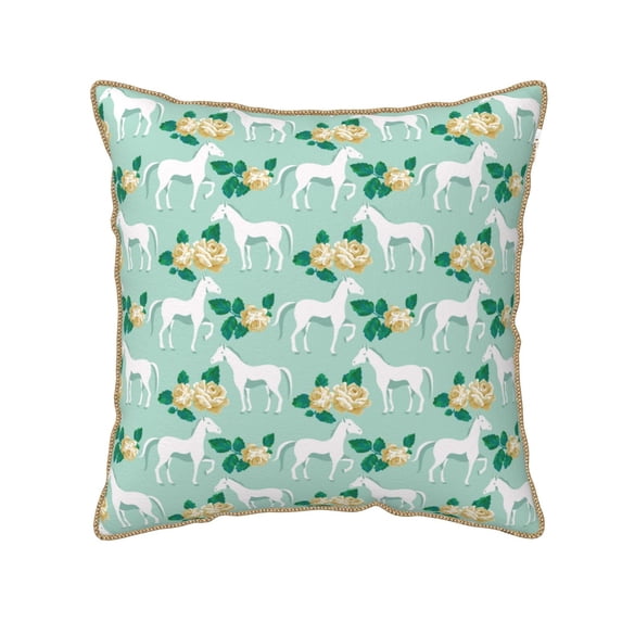 KLL Horse And Flower Decorative Throw Pillow Covers Velvet Soft for Couch Sofa Bedroom Living Room Outdoor (No pillow core)- 18"x18"