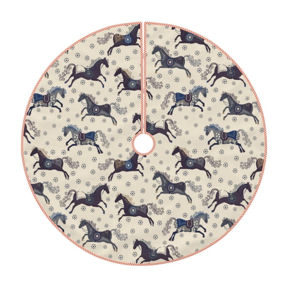 KLL Horse Christmas Tree Skirt 48" ,Party Decorations Farmhouse for Christmas Decorations Holiday Party