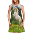 thumbnail image 1 of KLL Horse Rearing Up In The Field Pattern Womens Summer Dresses 2025,Loose Round Neck Sleeveless Sundresses Tank Dresses with Pockets, 1 of 7
