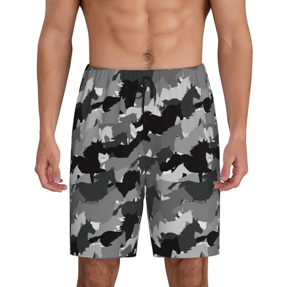 KLL Horse Silhouette for Men's 1-Pack Shorts,Sleep Pajama Shorts for Men Soft Pj Shorts Men's Pajama Bottoms Sleepwear -3X-Large