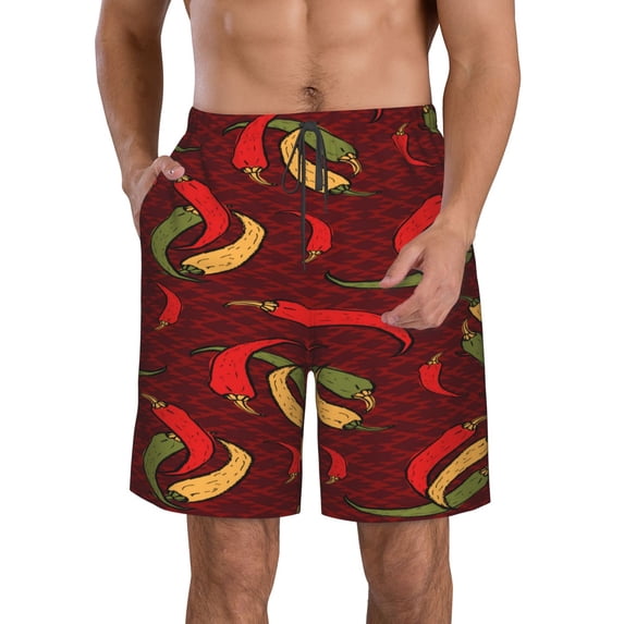 KLL Hot Chili Men's Casual Summer Beach Shorts Hawaiian Shorts with Pockets-XX-Large