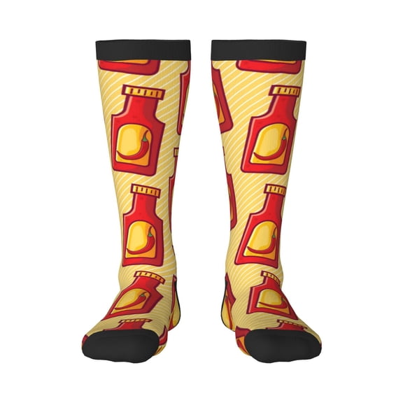 KLL Hot Chili Print Cool Socks Men's Women's Crew Socks Funny Crazy Novelty Stockings