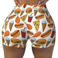 thumbnail image 1 of KLL Hot Dog Burger Pattern Workout Shorts for Women Scrunch Short Gym Yoga Running Sport Active Exercise Fitness Shorts, 1 of 8