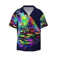 thumbnail image 1 of KLL Howling Wolf Print Men's Shirt Short Sleeve Button Down Summer Cuba Beach Shirts- Small, 1 of 7