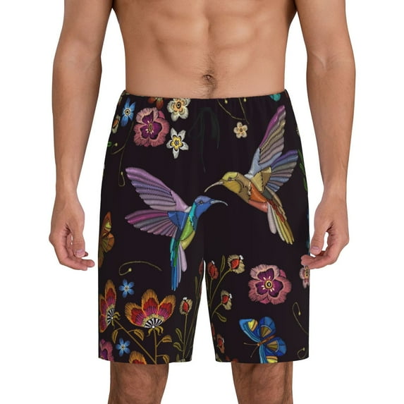 KLL Humming Bird for Men's 1-Pack Shorts,Sleep Pajama Shorts for Men Soft Pj Shorts Men's Pajama Bottoms Sleepwear -Medium